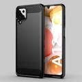 Samsung Galaxy A12 Børstet TPU Deksel - Karbonfiber