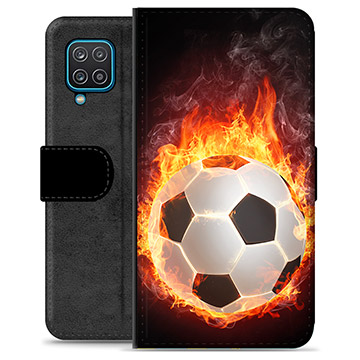 Samsung Galaxy A12 Premium Lommebok-deksel - Fotballflamme