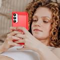 Samsung Galaxy A16 Børstet TPU Deksel - Karbonfiber - Rød