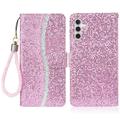 Samsung Galaxy A16 Stilig glitter lommebokveske - Rosa
