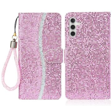 Samsung Galaxy A16 Stilig glitter lommebokveske - Rosa
