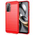 Samsung Galaxy A17/F17/M17 børstet TPU-deksel - karbonfiber - rød