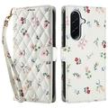 Samsung Galaxy A17/A26 Rombisk blomsterlommebok-etui