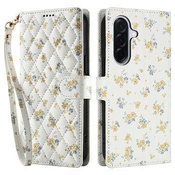 Samsung Galaxy A17/A26 Rombisk blomsterlommebok-etui
