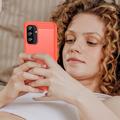 Samsung Galaxy A26 Børstet TPU Deksel - Karbonfiber - Rød