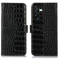 Samsung Galaxy A27 Crocodile Series Lommebok-deksel i Lær med RFID