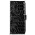 Samsung Galaxy A27 Crocodile Series Lommebok-deksel i Lær med RFID - Svart