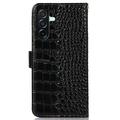 Samsung Galaxy A27 Crocodile Series Lommebok-deksel i Lær med RFID - Svart