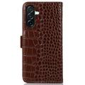 Samsung Galaxy A27 Crocodile Series Lommebok-deksel i Lær med RFID - Brun