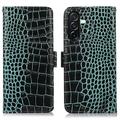 Samsung Galaxy A27 Crocodile Series Lommebok-deksel i Lær med RFID - Grønn