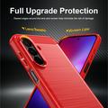 Samsung Galaxy A27 børstet TPU-deksel - karbonfiber - rød