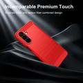 Samsung Galaxy A27 børstet TPU-deksel - karbonfiber - rød