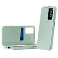 Samsung Galaxy A27 Smart Clear View Flip-etui med kortspor - lysegrønn
