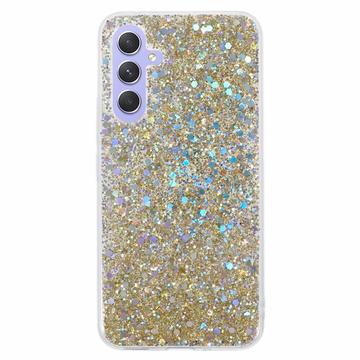 Samsung Galaxy A35 Glitter Flakes TPU-deksel - Gull