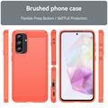 Samsung Galaxy A36/A56 Børstet TPU Deksel - Karbonfiber - Rød
