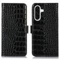 Samsung Galaxy A36 Crocodile Series Lommebok-deksel i Lær med RFID - Svart