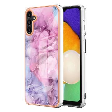 Samsung Galaxy A36 Marble Pattern Electroplated IMD TPU-deksel - Blå / Rosa