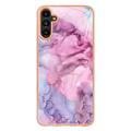 Samsung Galaxy A36 Marble Pattern Electroplated IMD TPU-deksel - Blå / Rosa