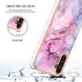 Samsung Galaxy A36 Marble Pattern Electroplated IMD TPU-deksel - Blå / Rosa