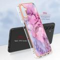 Samsung Galaxy A36 Marble Pattern Electroplated IMD TPU-deksel - Blå / Rosa