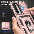 Samsung Galaxy A36 Hybrid-deksel med Roterende Ring med Kameraskjold - Roségull