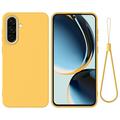 Samsung Galaxy A37 Flytende silikon-deksel med håndstropp - gul