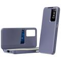Samsung Galaxy A37 Smart Clear View Flip-etui med kortspor - grå-lilla