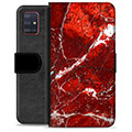 Samsung Galaxy A51 Premium Lommebok-deksel - Rød Marmor