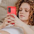 Samsung Galaxy A55 Børstet TPU Deksel - Karbonfiber - Rød
