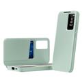 Samsung Galaxy A55 Smart Clear View Flip-etui med kortspor - lysegrønn