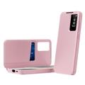Samsung Galaxy A55 Smart Clear View Flip-etui med kortspor - Rosa