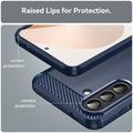 Samsung Galaxy A57 Børstet TPU-deksel - karbonfiber - blå