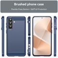 Samsung Galaxy A57 Børstet TPU-deksel - karbonfiber - blå