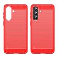 Samsung Galaxy A57 børstet TPU-deksel - karbonfiber - rød