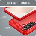 Samsung Galaxy A57 børstet TPU-deksel - karbonfiber - rød