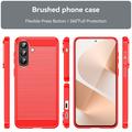 Samsung Galaxy A57 børstet TPU-deksel - karbonfiber - rød