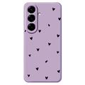 Samsung Galaxy A57 Slim TPU-deksel med hjertemønster - Lilla / Svart