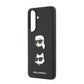 Samsung Galaxy A57 Karl Lagerfeld Metal Karl and Choupette Liquid Silikondeksel - svart