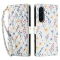 Samsung Galaxy A57 Rombisk blomsterlommebok-etui - fargerike blomster