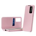 Samsung Galaxy A57 Smart Clear View Flip-etui med kortspor - Rosa