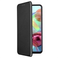 Samsung Galaxy A72 5G/4G Flip-deksel - Carbon Fiber - Svart