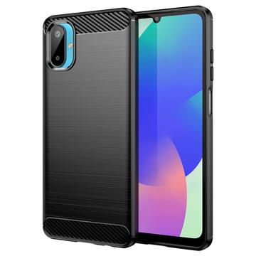 Samsung Galaxy M06/F06 5G børstet TPU-deksel - karbonfiber - svart