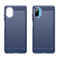 Samsung Galaxy M06/F06 5G børstet TPU-deksel - karbonfiber - blå