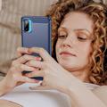 Samsung Galaxy M06/F06 5G børstet TPU-deksel - karbonfiber - blå
