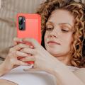 Samsung Galaxy M16/F36 børstet TPU-deksel - karbonfiber - rød