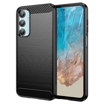 Samsung Galaxy M35 Børstet TPU Deksel - Karbonfiber - Svart