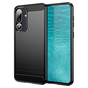 Samsung Galaxy M56/F56 Børstet TPU-deksel - karbonfiber - svart