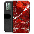 Samsung Galaxy Note20 Premium Lommebok-deksel - Rød Marmor
