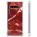 Samsung Galaxy S10 Hybrid-deksel - Rød Marmor