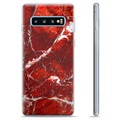 Samsung Galaxy S10+ TPU-deksel - Rød Marmor